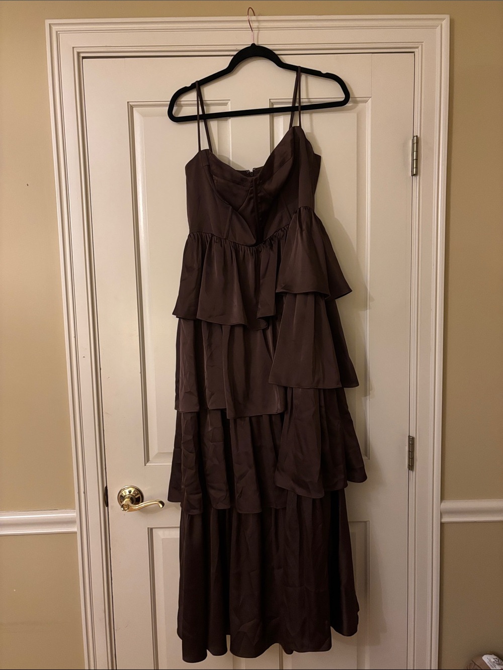Birdy Grey Brown Tiered Ruffle Maxi Dress